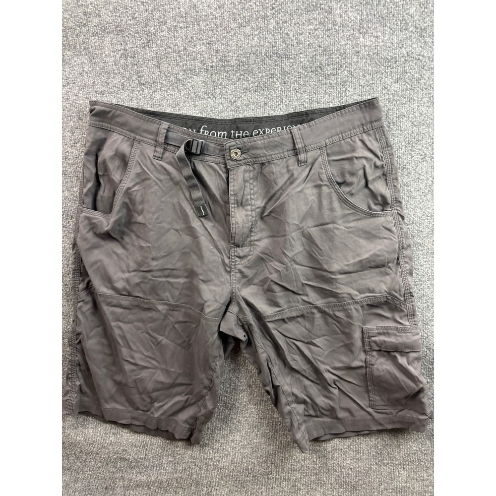 Prana Zion Shorts Mens XL Gray Hiking Cargo Stretch Belted Outdoor
